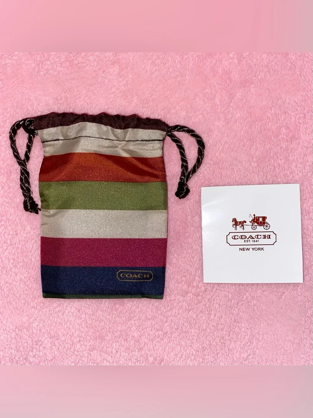 Coach Multicolour Stripe Drawstring Dust Bag Small 3